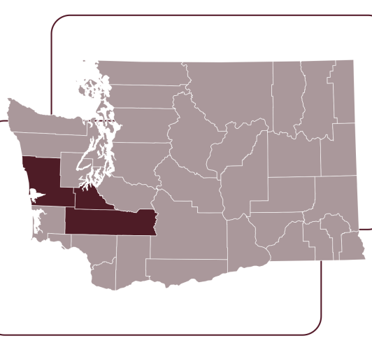 Map of Washington counties served