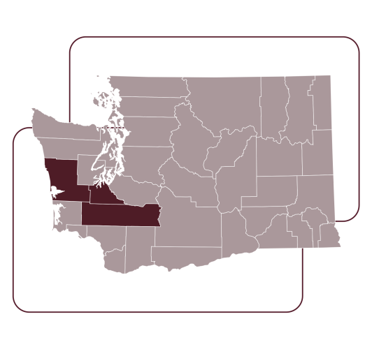 Map of Washington counties served